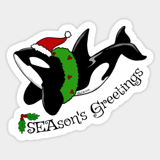 Season's Greetings Killer Whale Sticker